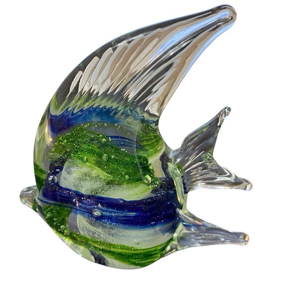 Art Glass Angel Fish Paperweight Figurine Glow In Dark 4" x 3.5" - Picture 4 of 8